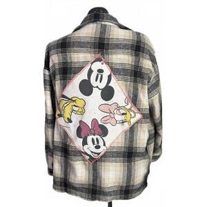 Upcycled Disney Mickey & Friends Plaid Shacket | Cozy Button-Up Flannel Jacket‎